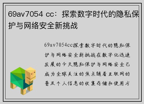 69av7054 cc：探索数字时代的隐私保护与网络安全新挑战